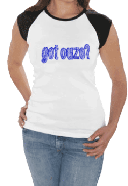 Rhinestone Got Ouzo? Women's Baby-doll T